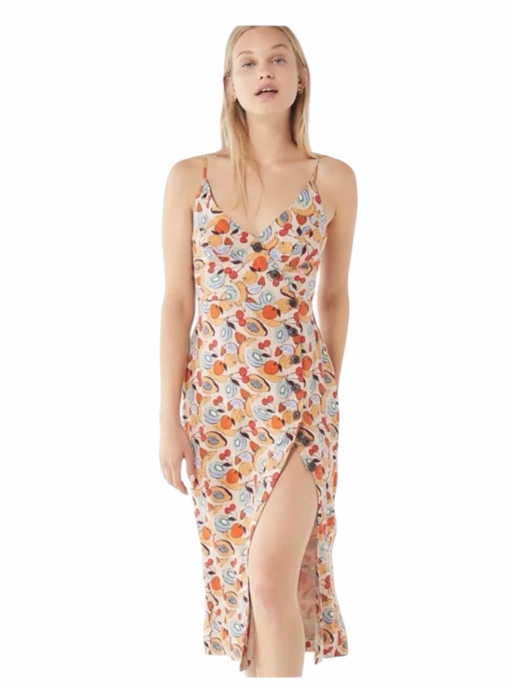 New Urban Outfitters Amber Linen Fruit Dress Size Medium-large